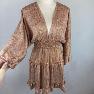 Moon River Burnt‎ Orange Long Sleeve Dress